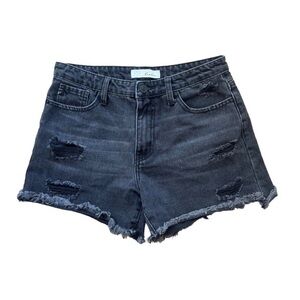 KanCan Charcoal Distressed Jean Shorts